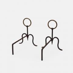 Midcentury Italian Pair of Wrought Iron Andirons - 4289277