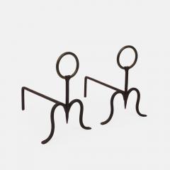 Midcentury Italian Pair of Wrought Iron Andirons - 4289279