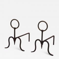 Midcentury Italian Pair of Wrought Iron Andirons - 4289335