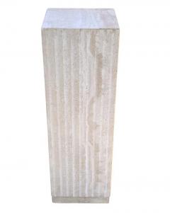 Midcentury Italian Post Modern Fluted Travertine Marble Pedestal Table - 3773217