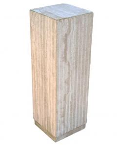 Midcentury Italian Post Modern Fluted Travertine Marble Pedestal Table - 3773220