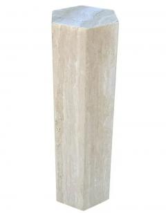 Midcentury Italian Post Modern Hexagonal Travertine Marble Pedestal - 3136563