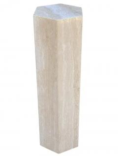 Midcentury Italian Post Modern Hexagonal Travertine Marble Pedestal - 3136569