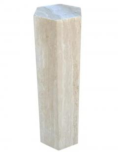 Midcentury Italian Post Modern Hexagonal Travertine Marble Pedestal - 3136610