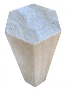 Midcentury Italian Post Modern Hexagonal Travertine Marble Pedestal - 3136613