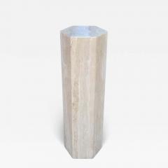 Midcentury Italian Post Modern Hexagonal Travertine Marble Pedestal - 3139631