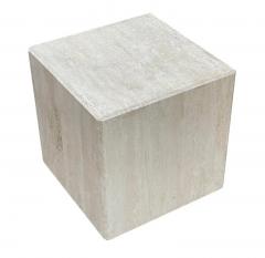 Midcentury Italian Post Modern Travertine Cube Side Table or End Table - 2984886