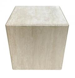 Midcentury Italian Post Modern Travertine Cube Side Table or End Table - 2984887