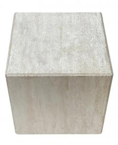Midcentury Italian Post Modern Travertine Cube Side Table or End Table - 2984889