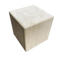 Midcentury Italian Post Modern Travertine Cube Side Table or End Table - 2984924