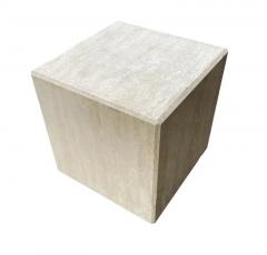 Midcentury Italian Post Modern Travertine Cube Side Table or End Table - 2984929