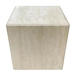 Midcentury Italian Post Modern Travertine Cube Side Table or End Table - 2984931