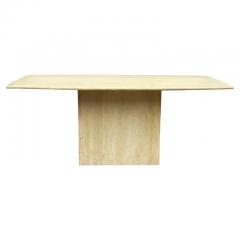 Midcentury Italian Post Modern Travertine Marble Rectangular Dining Table - 3029773
