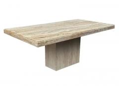 Midcentury Italian Post Modern Travertine Marble Rectangular Dining Table - 3651087