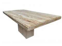Midcentury Italian Post Modern Travertine Marble Rectangular Dining Table - 3651105