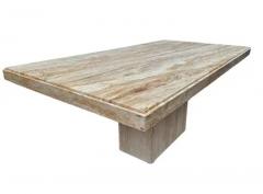 Midcentury Italian Post Modern Travertine Marble Rectangular Dining Table - 3651106