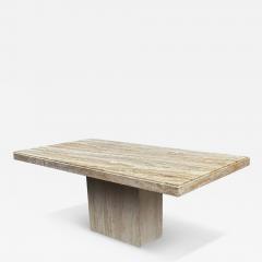 Midcentury Italian Post Modern Travertine Marble Rectangular Dining Table - 3652214