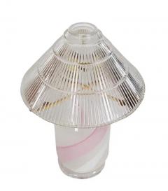 Midcentury Italian Postmodern Murano Vetri Glass Table Lamp in Pink White - 2508457