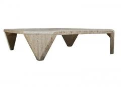 Midcentury Italian Sculptural Modern Square Travertine Marble Cocktail Table - 3708523