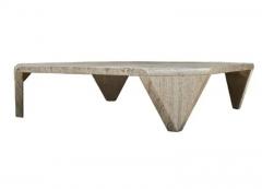 Midcentury Italian Sculptural Modern Square Travertine Marble Cocktail Table - 3708524