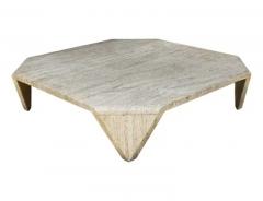 Midcentury Italian Sculptural Modern Square Travertine Marble Cocktail Table - 3708551