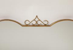 Midcentury Italian Shaped Brass Mirror with Scroll Decoration - 4298585