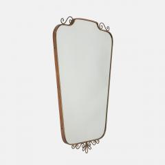 Midcentury Italian Shaped Brass Mirror with Scroll Decorations - 4270661