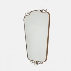 Midcentury Italian Shaped Brass Mirror with Scroll Decorations - 4270662
