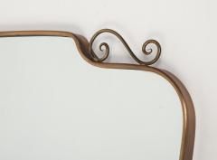 Midcentury Italian Shaped Brass Mirror with Scroll Decorations - 4270684