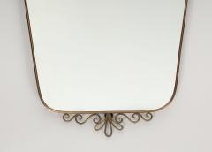 Midcentury Italian Shaped Brass Mirror with Scroll Decorations - 4270685