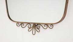 Midcentury Italian Shaped Brass Mirror with Scroll Decorations - 4270686