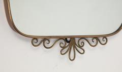 Midcentury Italian Shaped Brass Mirror with Scroll Decorations - 4270687