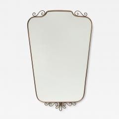 Midcentury Italian Shaped Brass Mirror with Scroll Decorations - 4277220