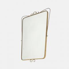 Midcentury Italian Shaped Brass Mirror with Scroll Decorations - 4270693
