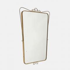 Midcentury Italian Shaped Brass Mirror with Scroll Decorations - 4270694