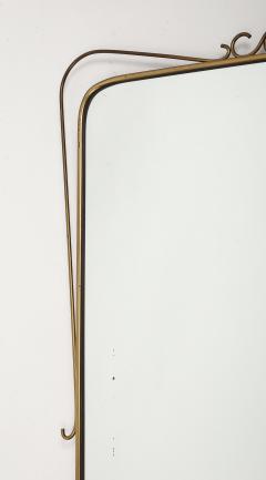 Midcentury Italian Shaped Brass Mirror with Scroll Decorations - 4270714