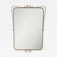 Midcentury Italian Shaped Brass Mirror with Scroll Decorations - 4277221