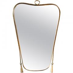 Midcentury Italian Wall Mirror with Brass Worked Frame circa 1950 - 1035128