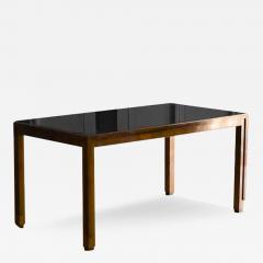 Midcentury Living Room Table w Black Glass Top and Six Chairs - 3360360