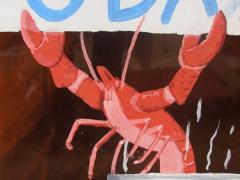 Midcentury Lobster for Sale Hand Painted Sign on Bronze Lucite 1960s 1970s - 574533