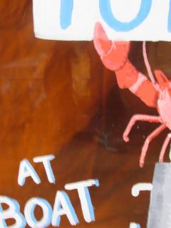 Midcentury Lobster for Sale Hand Painted Sign on Bronze Lucite 1960s 1970s - 574535