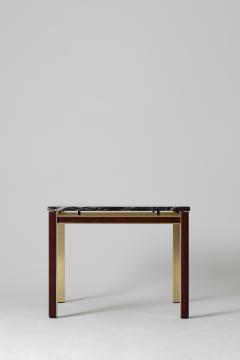 Midcentury Marble Topped Brass Square Side Table - 1494945