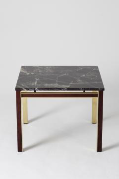 Midcentury Marble Topped Brass Square Side Table - 1494947