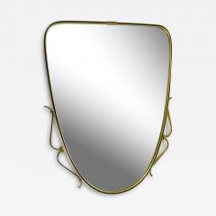 Midcentury Modern Elegant Brass Black Wall mirror Italy 1950s - 4069609