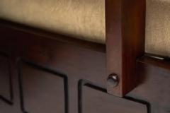 Midcentury Modern Rocking Chairs in Hardwood Cream Aqua Block cushions Brazil - 3183421