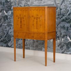 Midcentury Modern Swedish Art Deco Birchwood Marquetry Bar Cabinet - 4531401