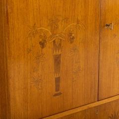 Midcentury Modern Swedish Art Deco Birchwood Marquetry Bar Cabinet - 4531403