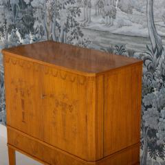 Midcentury Modern Swedish Art Deco Birchwood Marquetry Bar Cabinet - 4531407