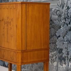 Midcentury Modern Swedish Art Deco Birchwood Marquetry Bar Cabinet - 4531409