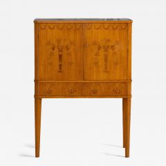 Midcentury Modern Swedish Art Deco Birchwood Marquetry Bar Cabinet - 4532040